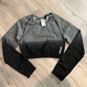 Gymshark Adapt Seamless Gray and Black Long Sleeve Crop Top